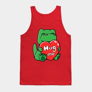 Hug Me  Tight  Green Dinosaur Tank Top